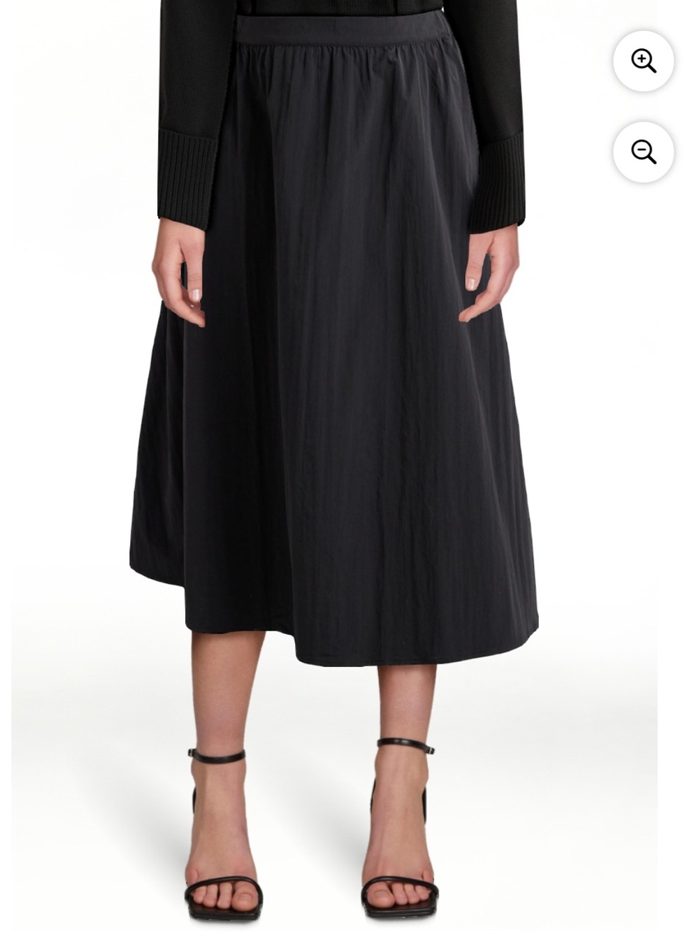 NWT Black A-Line Volume Midi Skirt